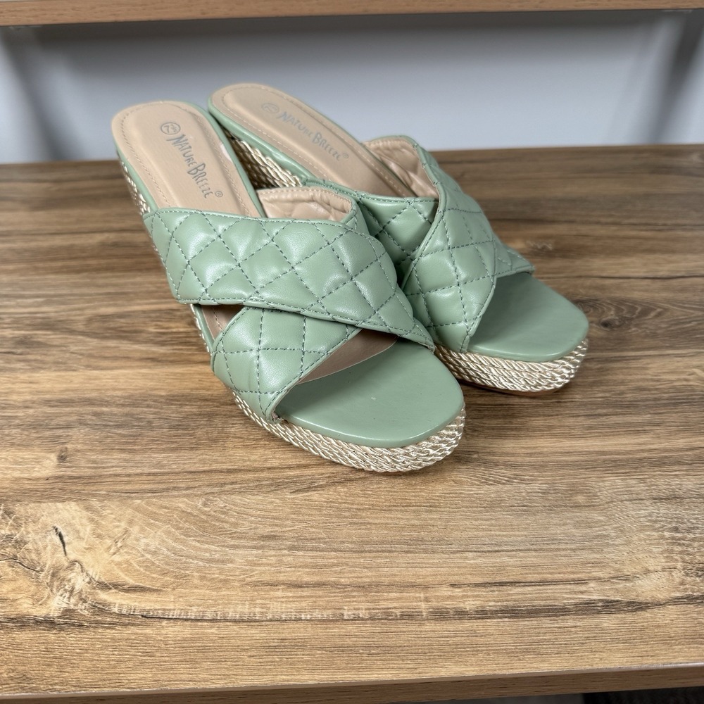 Nature Breeze Quilted Wedge Sandal Heel Size 7.5